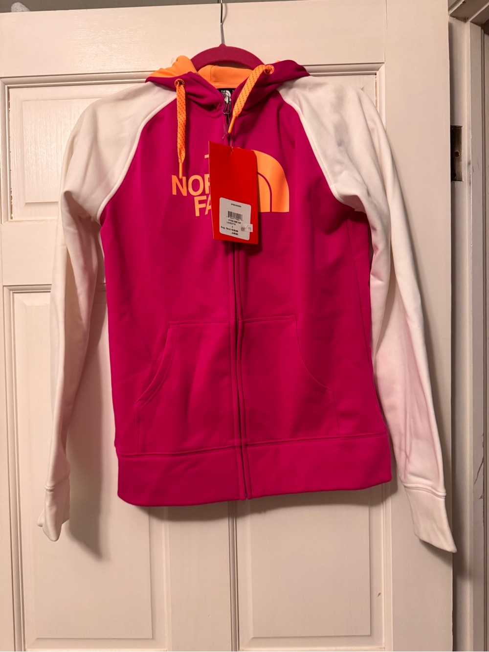 The North Face Pink, White & Orange Full-Zip Hoodie